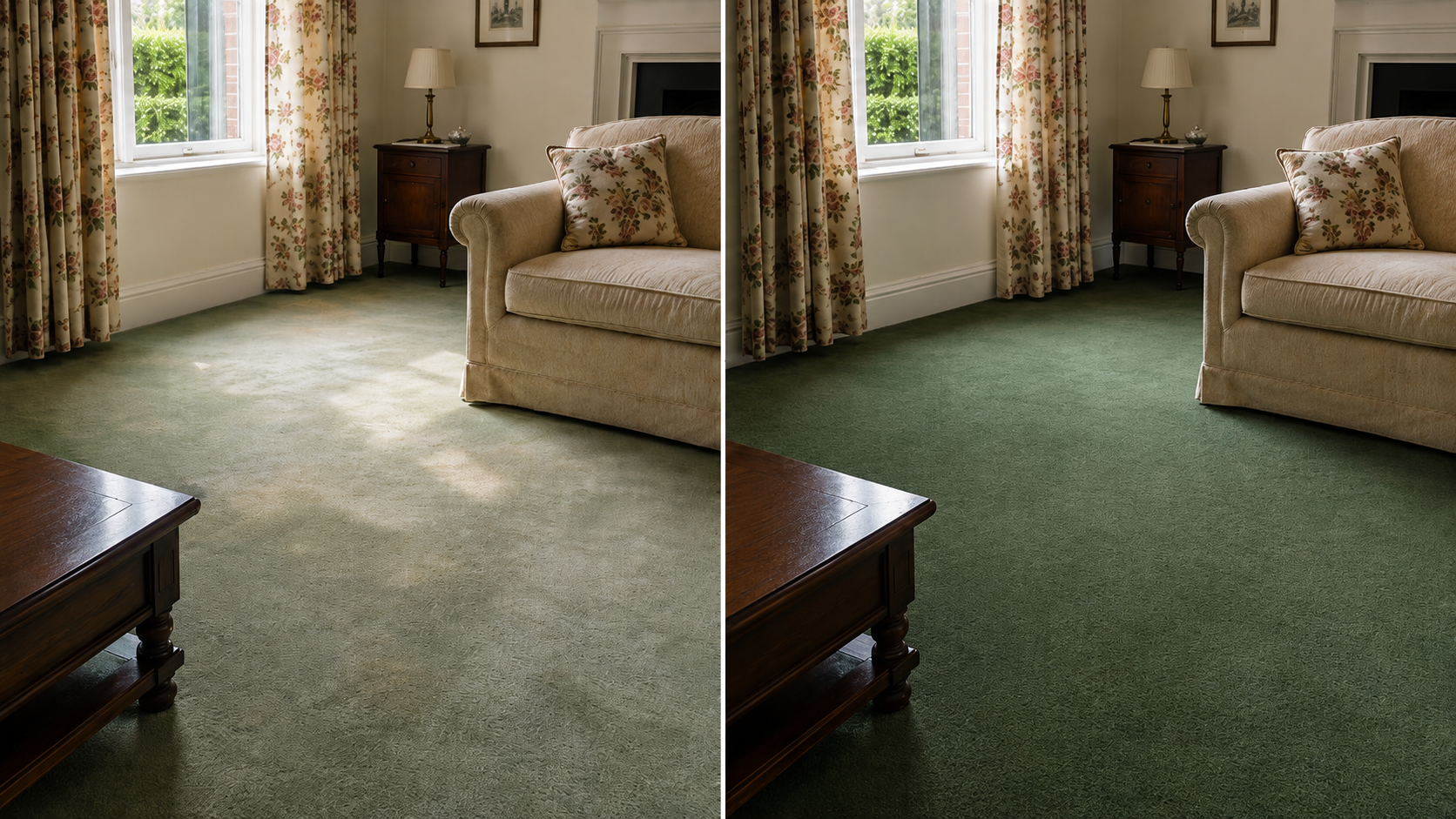 Faded and uneven carpet fibres