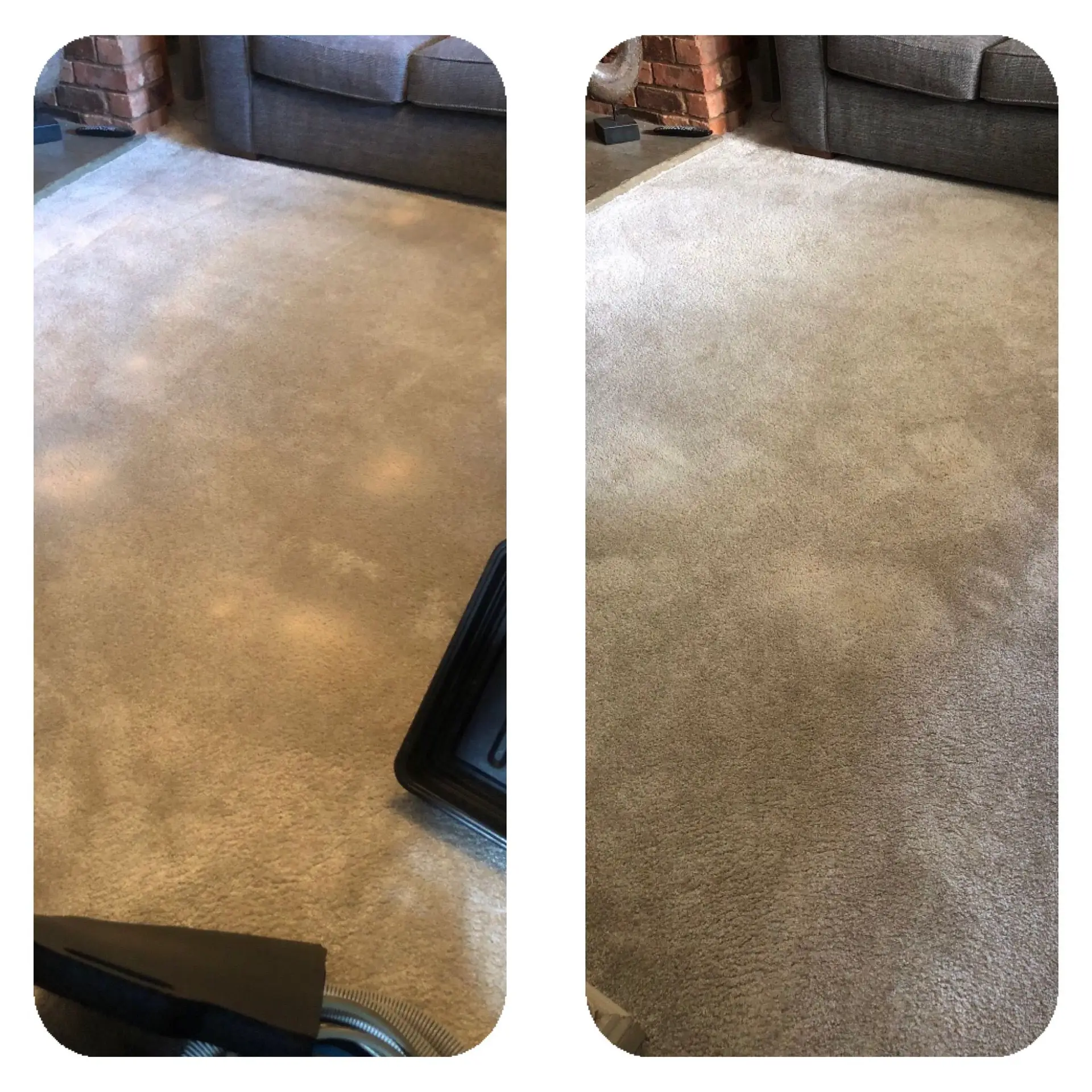 Living room carpet before and after colour repair