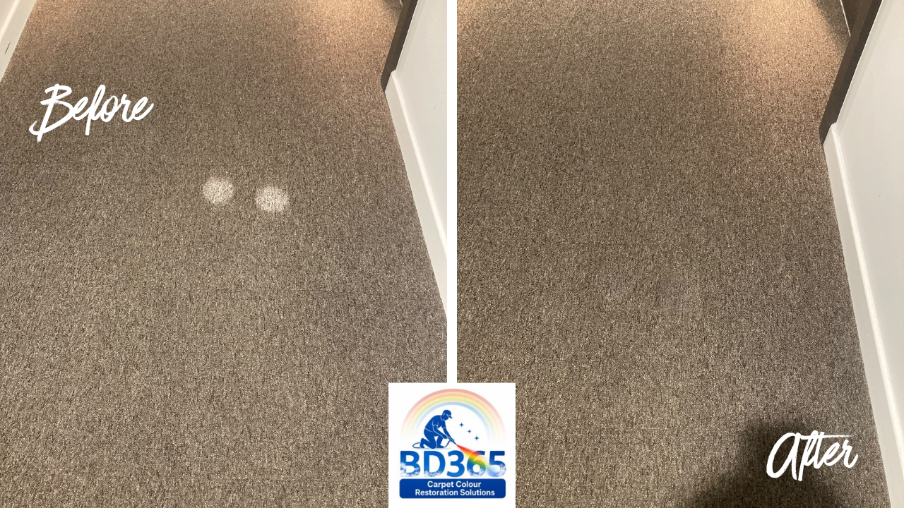 Two pale bleach spots before and after repair