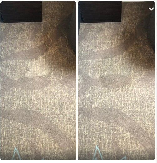 Faded blue flooring before and after recolouring