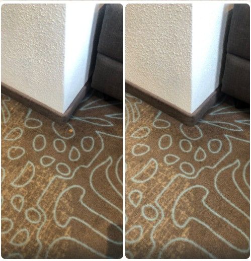 Commercial carpet before and after specialist colour repair